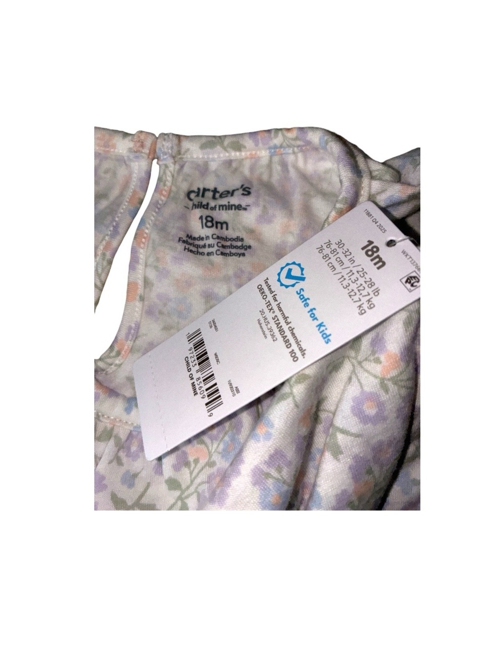 Carter's Pastel Floral Flutter Romper Dress Pink, Purple, Yellow - Picture 6 of 7
